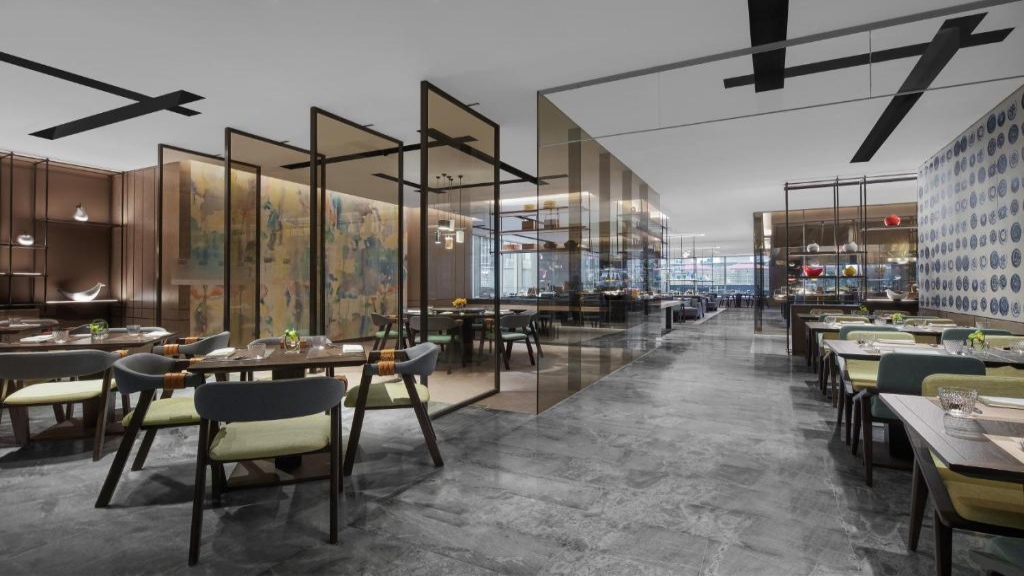 New Chinese Hotel Dining Sets - Metal-Wood Tables & Leather Chairs-Foshan Huasheng